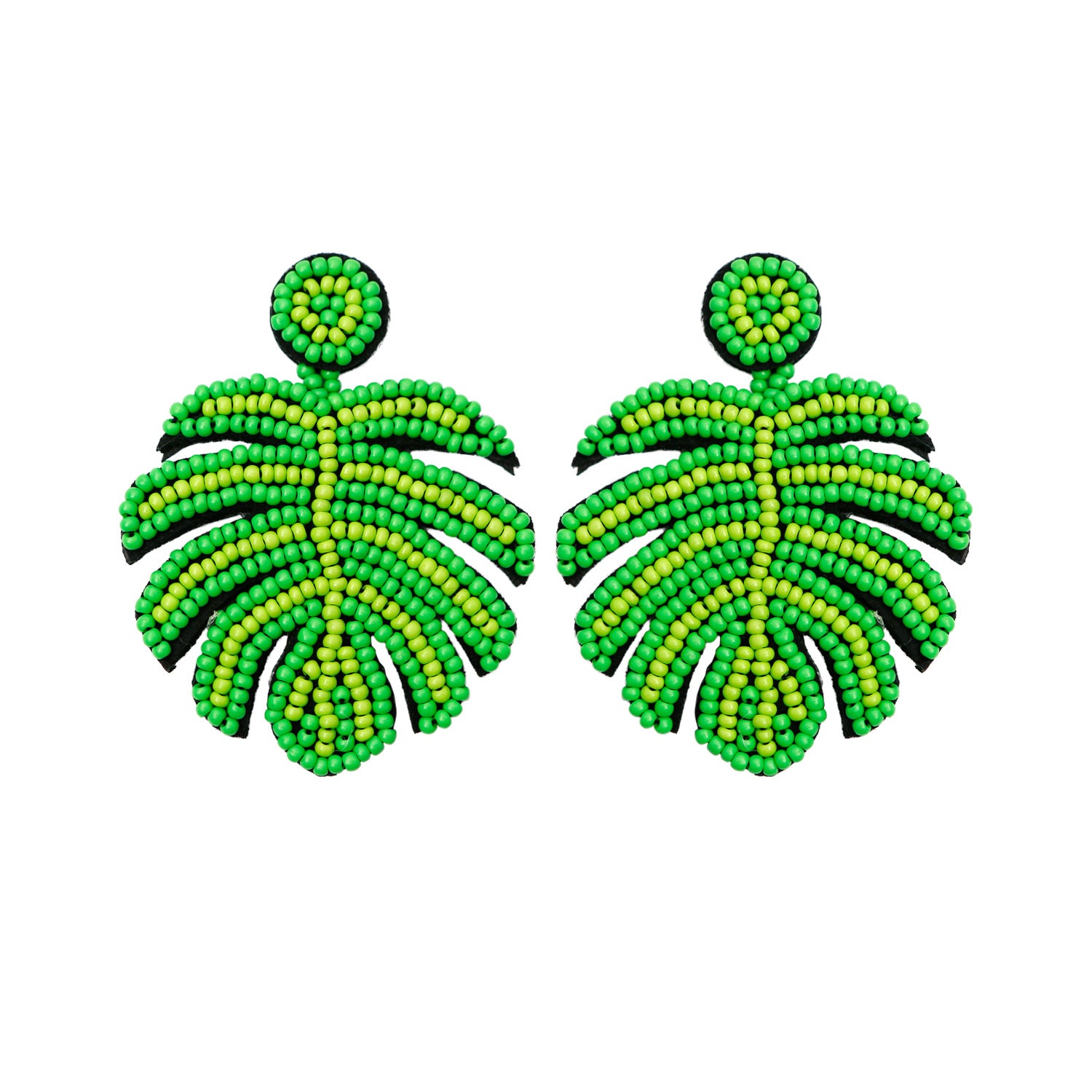 Wholesale Saint Patrick Green Cotton Thread, Rice Beads, Leaf Earrings